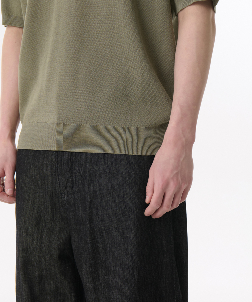 Cool Touch Slit Neck Knitted Polo Shirt [Sage] thumbnail 5