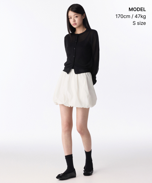 WOMENS SHEER ROUND NECK CARDIGAN [BLACK]