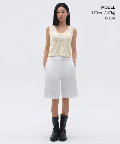 Женский вязаный жилет Rhombus Crochet (Cream)