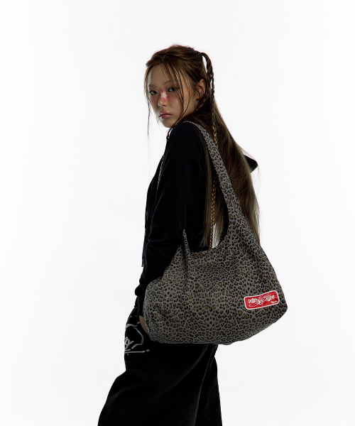Leopard Print Shoulder Bag Blue Gray