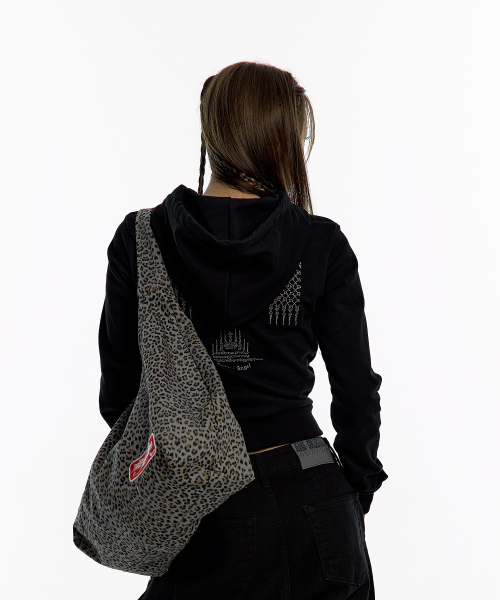 Leopard Print Shoulder Bag Blue Gray