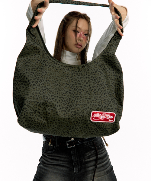 Leopard Print Shoulder Bag Khaki