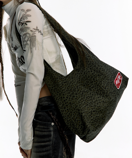 Leopard Print Shoulder Bag Khaki