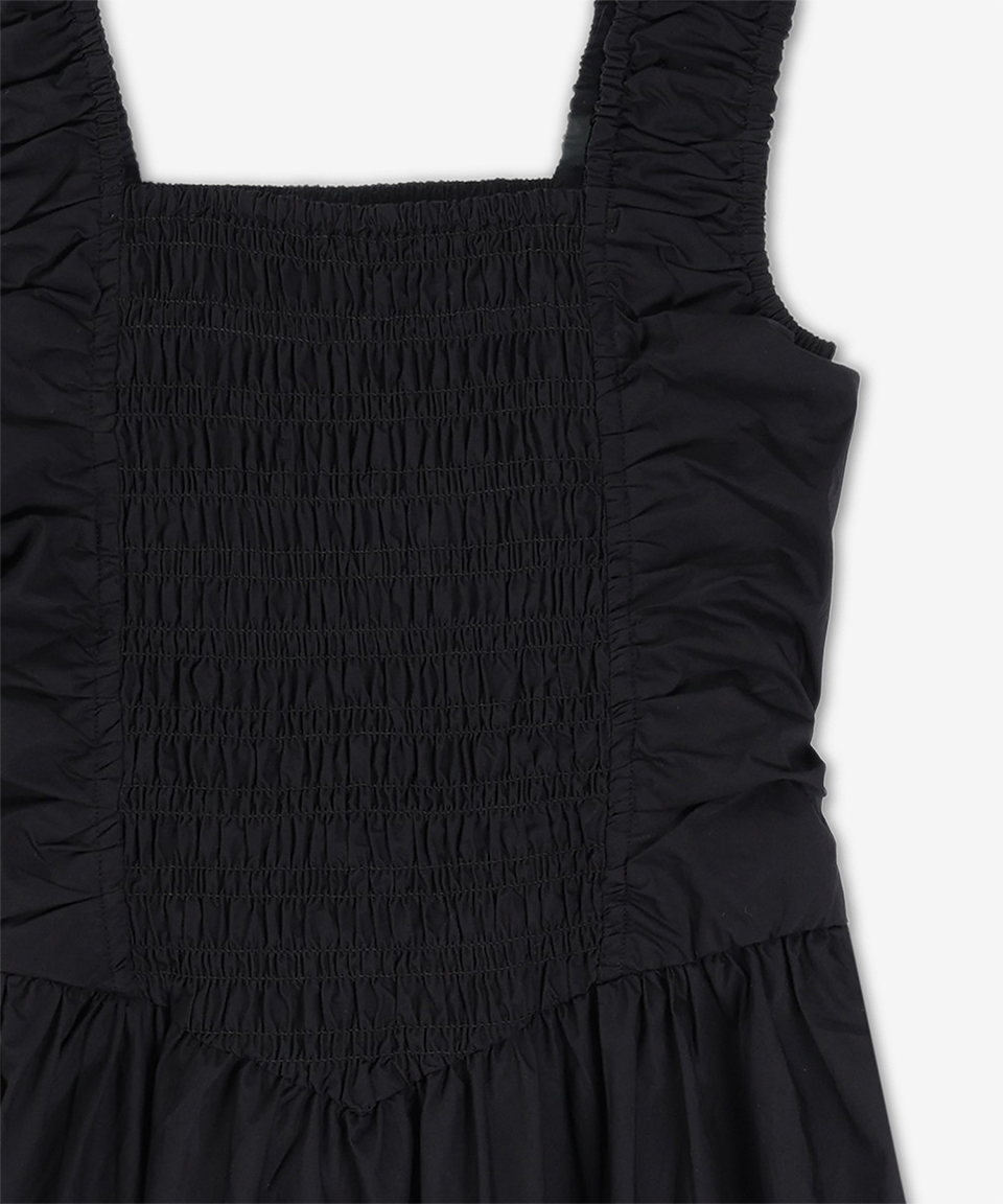 MUSINSA | GANNI Cotton Poplin Midi Strap Dress - Black