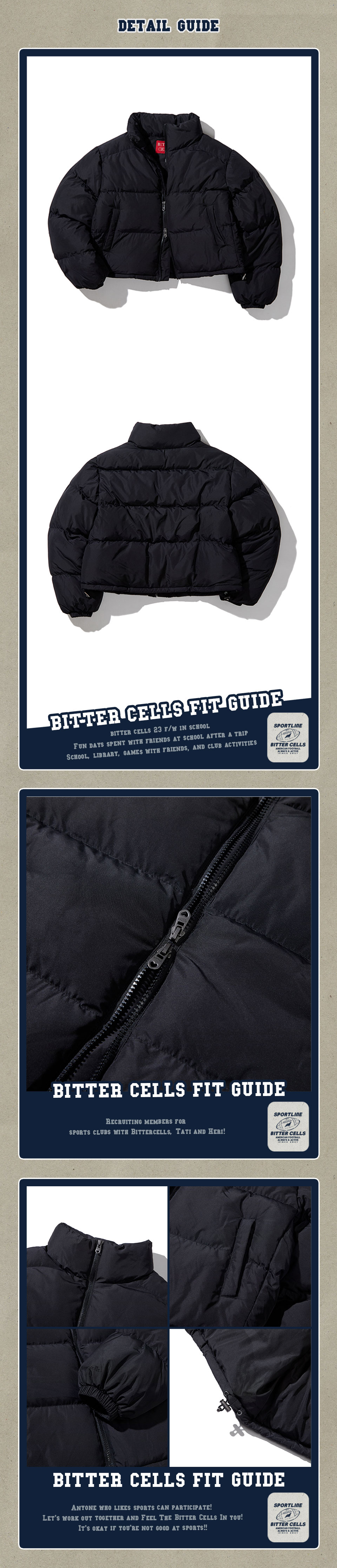 MUSINSA | BITTERCELLS Sparkling Cropped Puffer Jacket - Cream