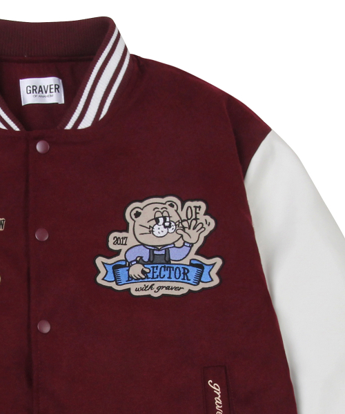 Куртка-бомбер OF Bear Varsity_Burgundy (unisex)