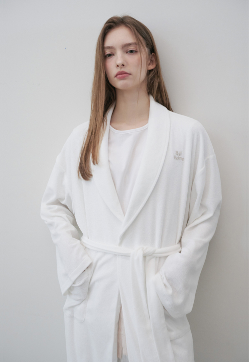 Terry Shawl Collar Robe Gown (white)