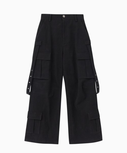 Расклешенные брюки с ремешками (Black)