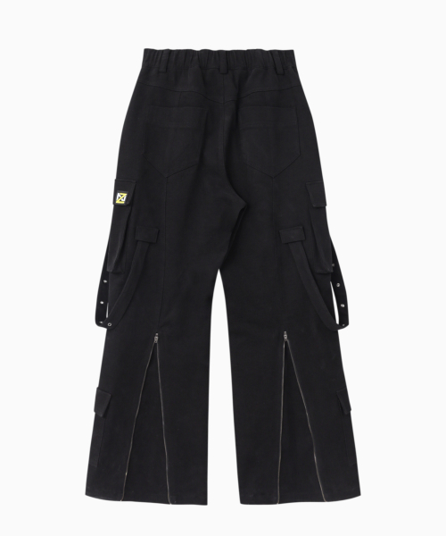 Расклешенные брюки с ремешками (Black)