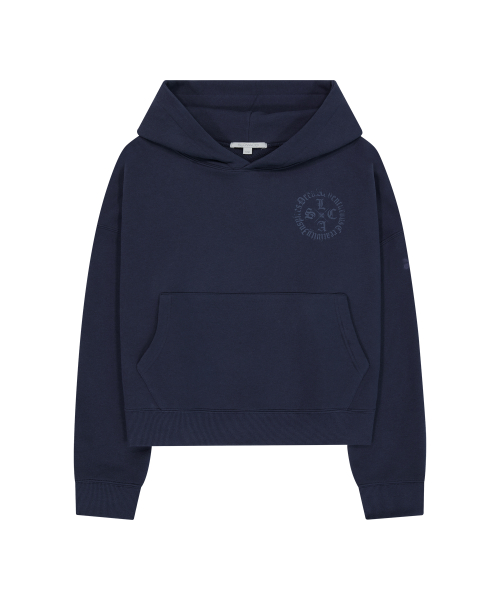 Широкое худи с круглым логотипом Black Letter [Dark Navy]