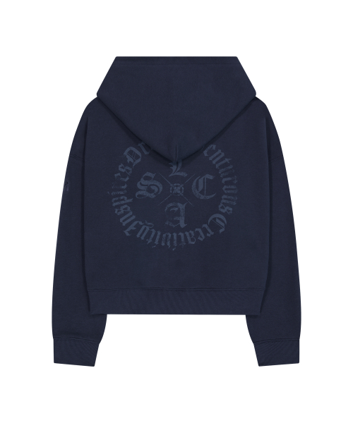 Широкое худи с круглым логотипом Black Letter [Dark Navy]
