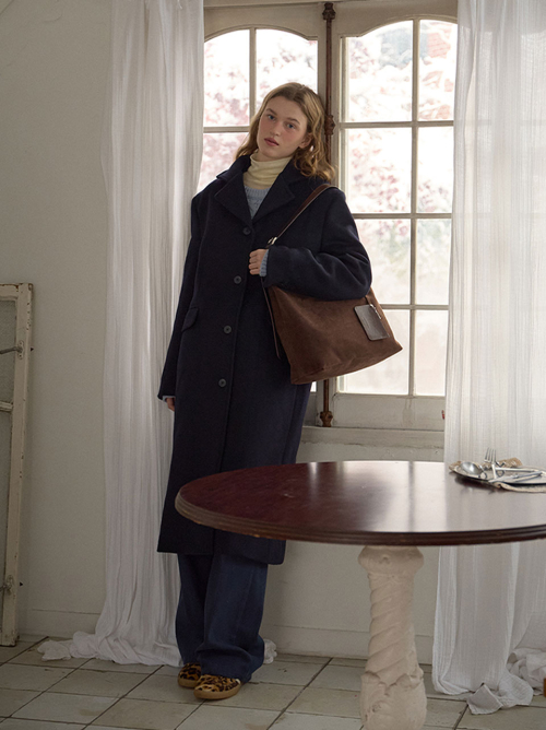 STANDARD SINGLE WOOL COAT_NAVY