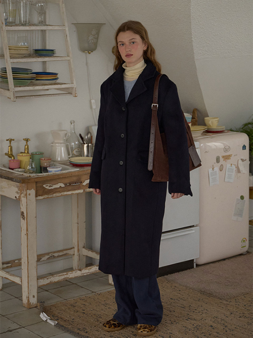 STANDARD SINGLE WOOL COAT_NAVY