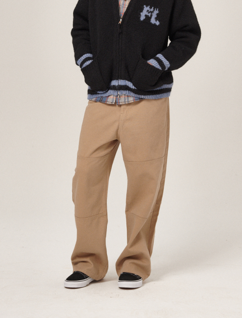 Vee Wide Cotton Pants Beige