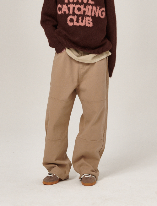 Vee Wide Cotton Pants Beige
