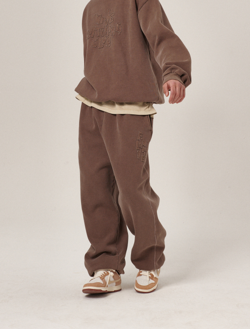Hava Patchwork Pigment Sweatpants Brown