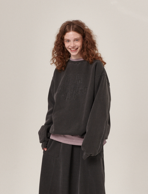 Hava Patchwork Pigment Sweatshirt Charcoal