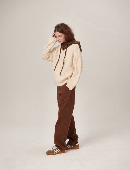 Daze Wool Fisherman Round Knit Ivory