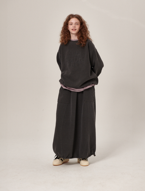 Hava Patchwork Pigment SweatShirt/Skirt Set Charcoal