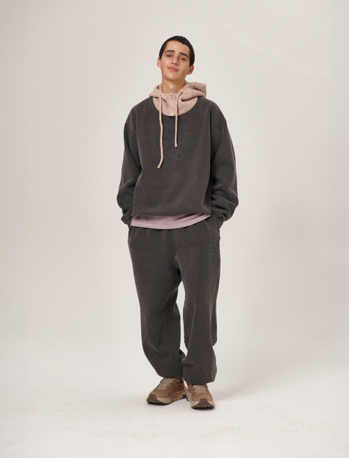 Hava Patchwork Pigment SweatShirt/Pants Set Charcoal