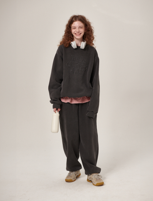 Hava Patchwork Pigment SweatShirt/Pants Set Charcoal