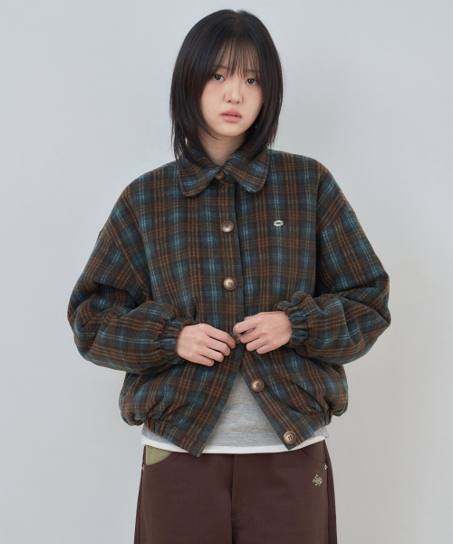 ke105-Check Jumper Blue Brown