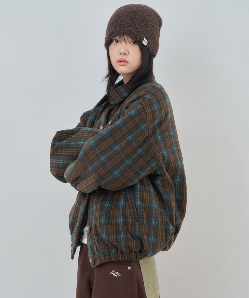 ke105-Check Jumper Blue Brown