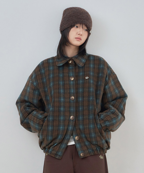 ke105-Check Jumper Blue Brown