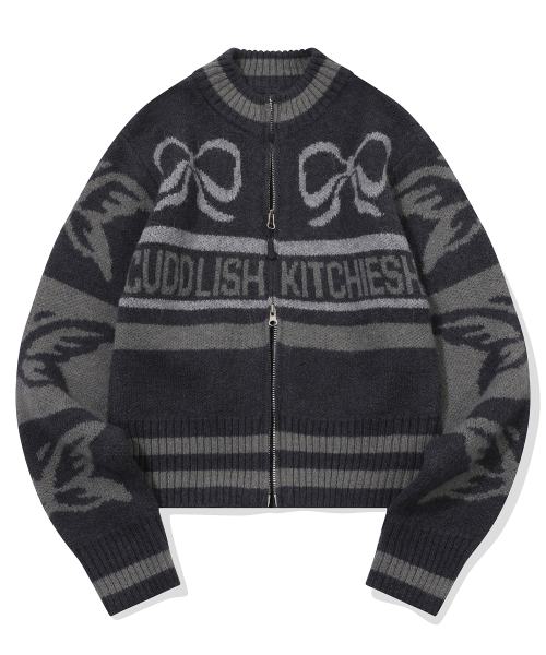 Трикотажный кроп-зип 2-way RIBBON (Charcoal)