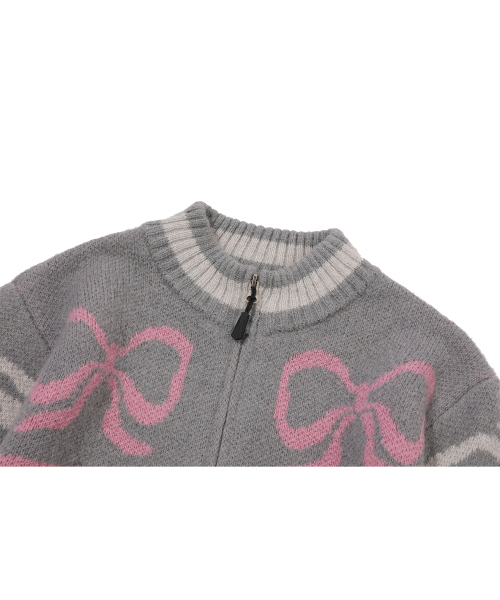 Укороченная трикотажная зип-худи 2-WAY RIBBON CROP Grey