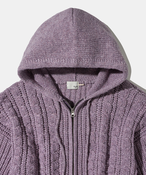 Purple Gradation Hooded Zip-Up Cardigan C9