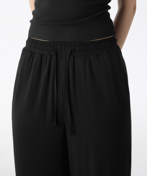 WOMENS JERSEY WIDE LOUNGE PANTS [BLACK]