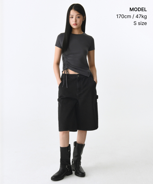 Женская футболка Tencel с драпировкой сбоку [Dark Gray]