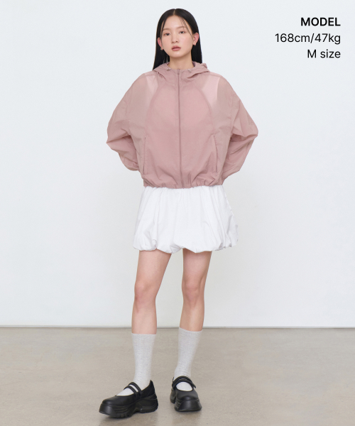 WOMENS SHEER HOODED WINDBREAKER JACKET [ROSE WATER]