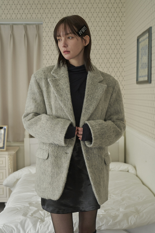 Свободный блейзер из шерсти (Grey)