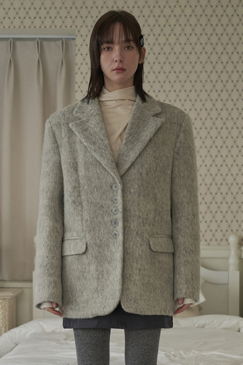 Свободный блейзер из шерсти (Grey)