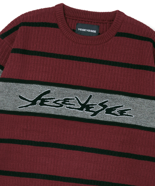 Tenga x Y.E.S Stripe Knit Pullover Burgundy