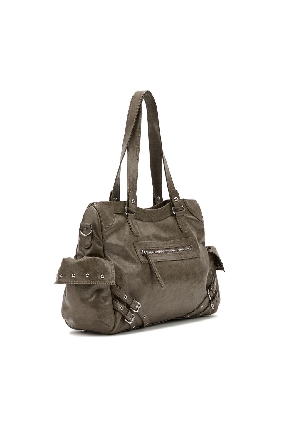 韓国ファッション【DEINET】STUD POCKET BIG BAG 全4種 STUD POCKET BIG BAG IN BLACK