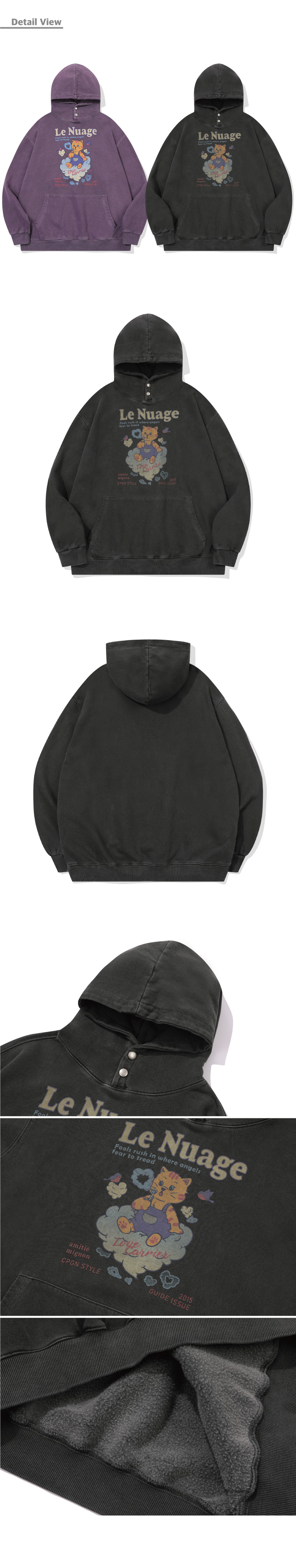 HEART PIGMENT SNAP HOODIE