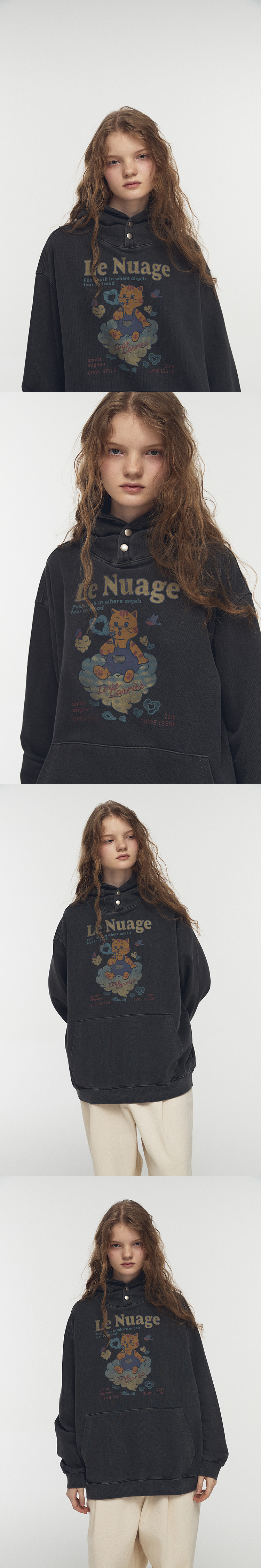 HEART PIGMENT SNAP HOODIE