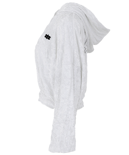 Бархатный худи-бомбер FLY HOOD JUMPER IN WHITE
