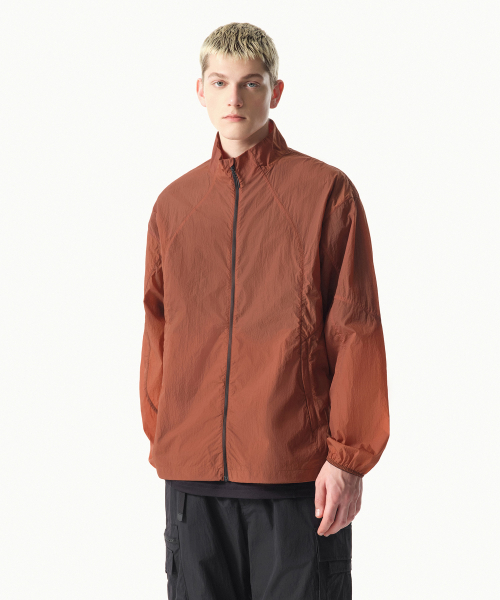 CITY LEISURE HIGHNECK SHEER WINDBREAKER JACKET [ORANGE]