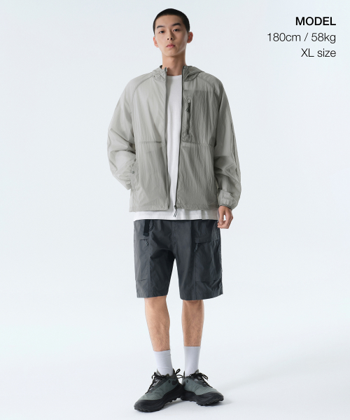 CITY LEISURE LIGHTWEIGHT PACKABLE WINDBREAKER JACKET 2 [LIGHT GREY]