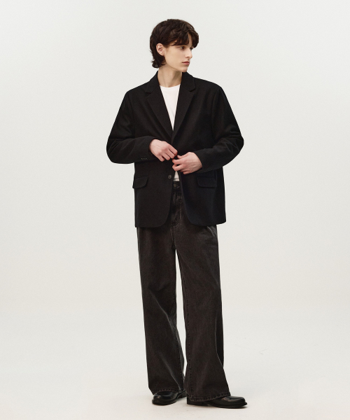 Оверсайз блейзер Essential Wool на двух пуговицах Black
