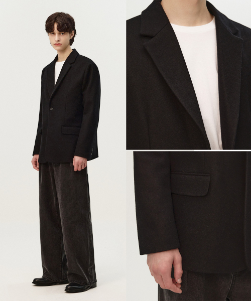Оверсайз блейзер Essential Wool на двух пуговицах Black