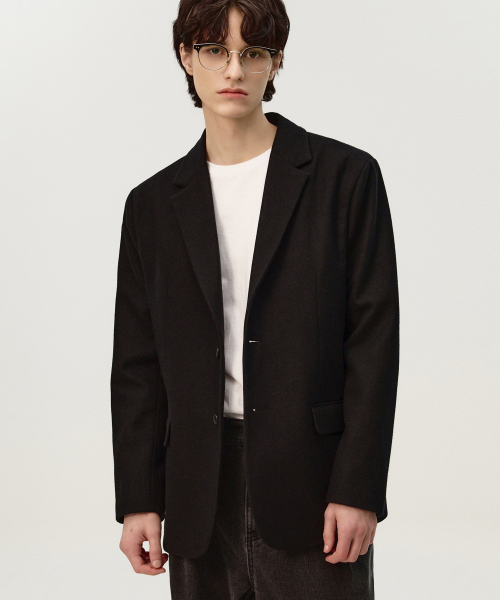 Оверсайз блейзер Essential Wool на двух пуговицах Black