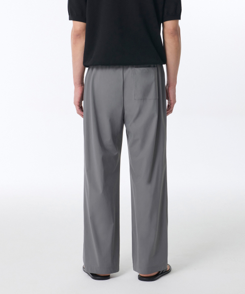 COOLTANDARD COOLING DEEP TUCK WIDE BANDING PANTS [MEDIUM GREY]