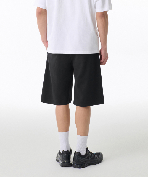 COOLTANDARD ONE TUCK BERMUDA SWEAT PANTS [BLACK]