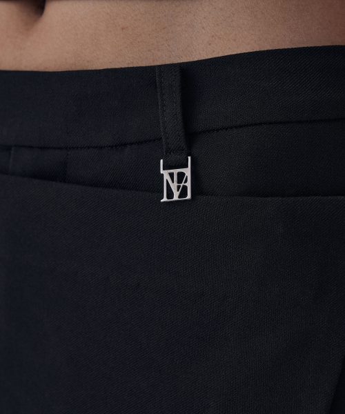 Side Buckle Wrap Skirt Pants [ Black ]