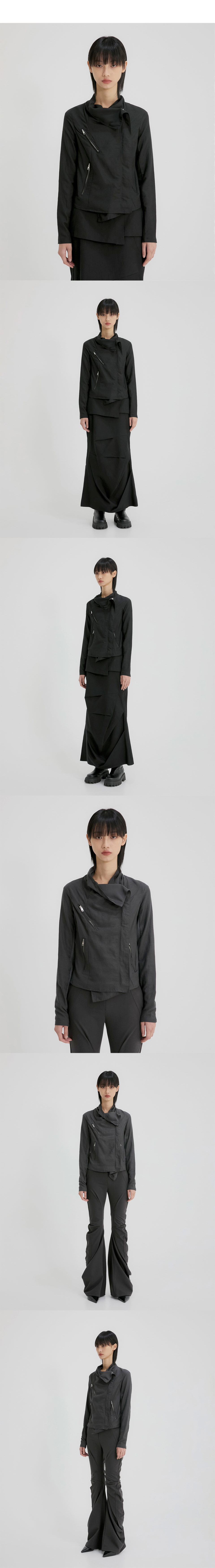 플레어업(FLAREUP) Asymmetrical Biker Jacket (FL-047_Black